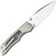 Artisan Cutlery Wizard Series The Sorcerer Folding Knife - 3.47" CPM-S90V Sand Polished DP Blade Titanium Handles with Arctic Storm FatCarbon Inlays