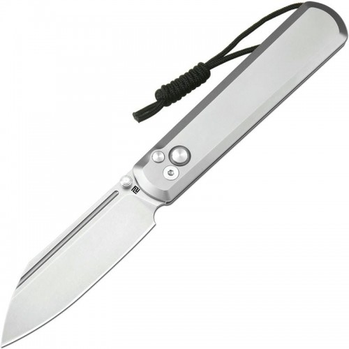 Artisan Cutlery Holm Folding Knife - 3.1" CPM-S90V Stonewashed Wharncliffe Blade Gray Titanium Handle