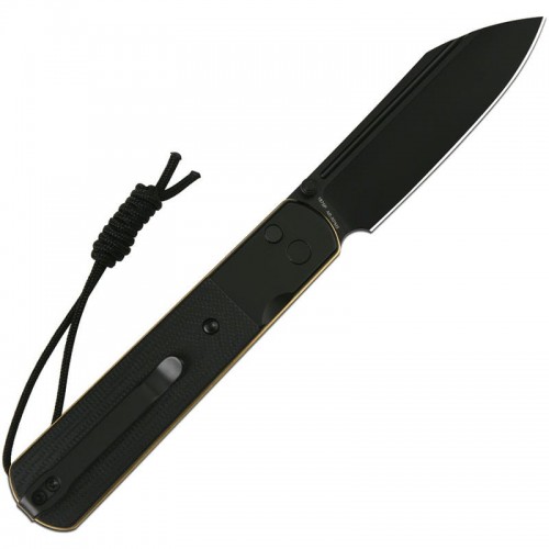 Artisan Cutlery Holm Button Lock Folding Knife - 3.1" AR-RPM9 Black Wharncliffe Blade Black G10 Handle