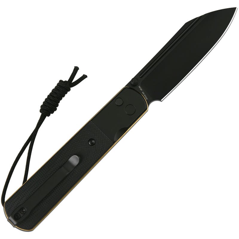 Artisan Cutlery Holm Button Lock Folding Knife - 3.1" AR-RPM9 Black Wharncliffe Blade Black G10 Handle