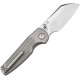 Artisan Cutlery Cleo Button Lock Folding Knife - 2.54" CPM-S90V Modified Wharncliffe Blade Textured Grey Titanium Handle