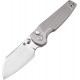 Artisan Cutlery Cleo Button Lock Folding Knife - 2.54" CPM-S90V Modified Wharncliffe Blade Textured Grey Titanium Handle