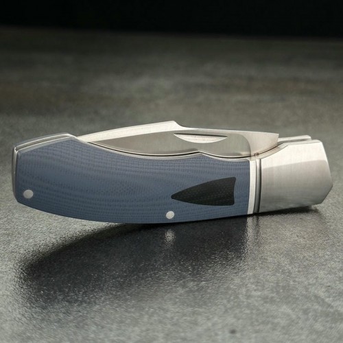 Begg Traditional Recurve Large 2.87" 14C28N Satin Recurve Harpoon Blade, Blue G10 Handle