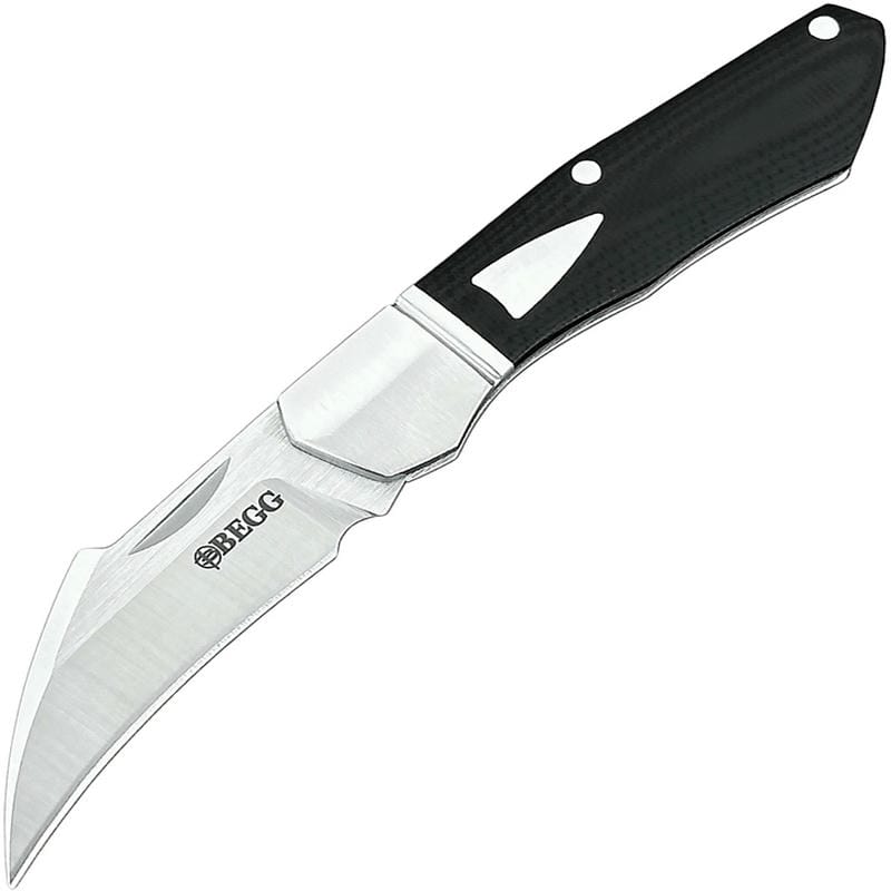 Begg Knives UK EDC Traditional Hawkbill Folding Pocket Knife - 2.375" Blade Stainless Steel Handle