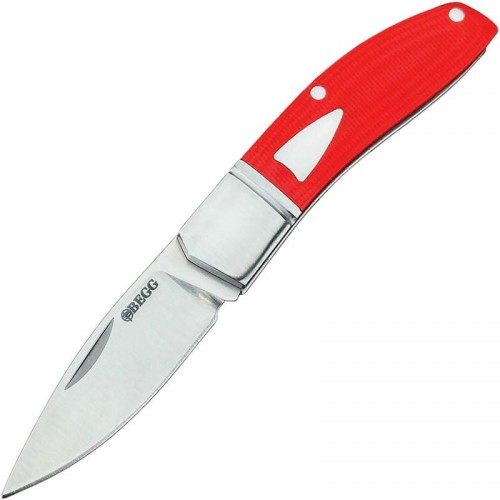 Begg Knives UK EDC Traditional Small Drop Point Folding Pocket Knife - 2.375" Blade Red G10 Handle