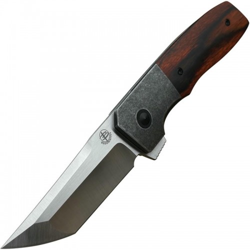 Begg Seishin Pocket Knife - 3.5" VG-10 Tanto Blade Bolstered Stainless Steel Handle Pakkawood Onlays