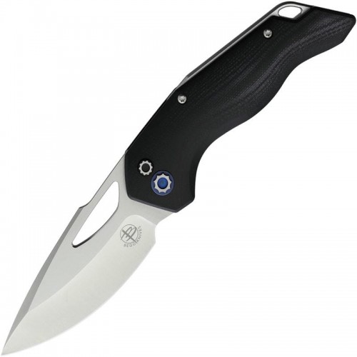 Begg Galaxy Button Lock Folding Knife - 3.25" VG-10 Satin Harpoon Blade Black and Green G10 Handle