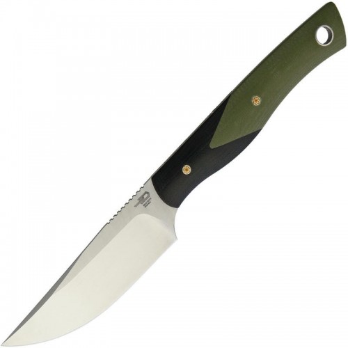 Bestech Heidi Blacksmith #1 Fixed Blade Knife - 3.15" D2 Satin Blade Black/Green G10 Handle