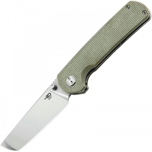 Bestech Sledgehammer Folding Knife - 3" D2 Blade Milled Beige Micarta Handle