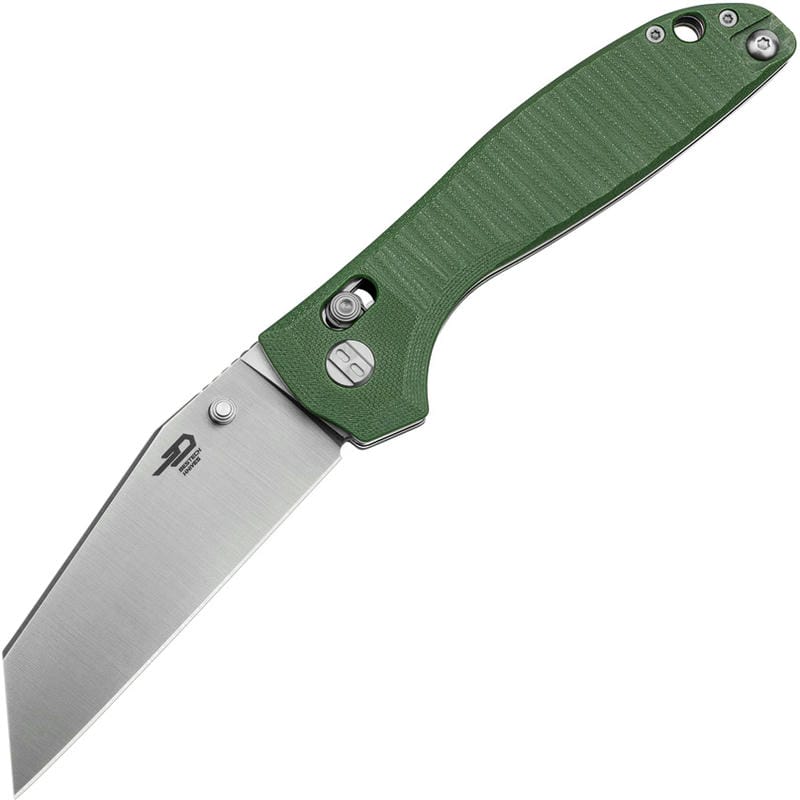 Bestech Liger Folding Knife - 3.61" D2 Wharncliffe Blade OD Green G10 Handle