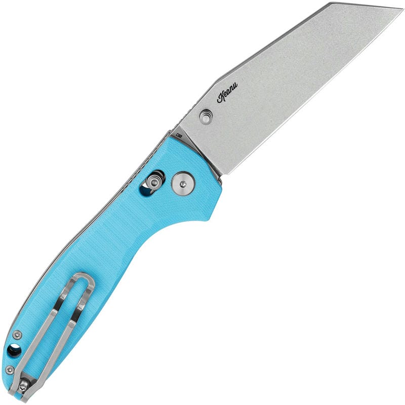 Bestech Liger Folding Knife - 3.61" D2 Wharncliffe Blade Light Blue G10 Handle