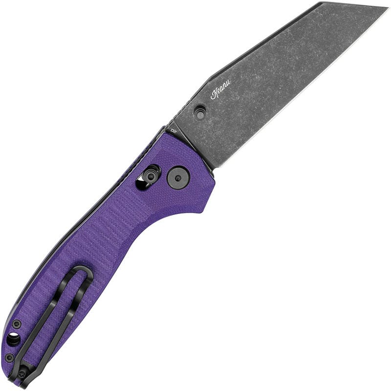 Bestech Liger Folding Knife - 3.61" Black D2 Wharncliffe Blade Purple G10 Handle