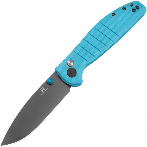 Bestech Bestechman Goodboy Folding Knife - 3.54" D2 Grey DLC Blade Light Blue G10 Handle