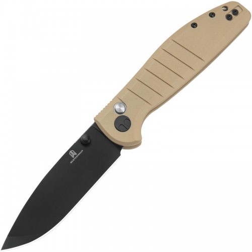 Bestech Bestechman Goodboy Folding Knife - 3.54" D2 Black DLC Blade Desert G10 Handle