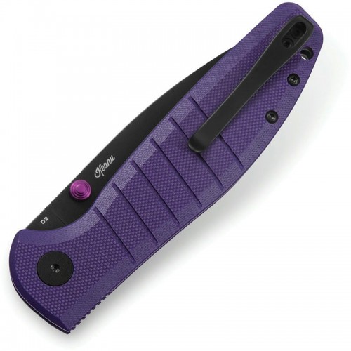 Bestech Bestechman Goodboy Folding Knife - 3.54" D2 Black DLC Blade Purple G10 Handle