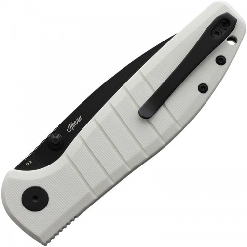 Bestech Bestechman Goodboy Folding Knife - 3.54" D2 Black DLC Blade White G10 Handle
