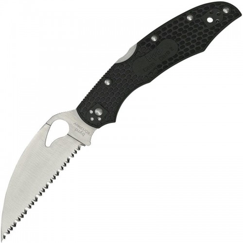 Byrd Knives Cara Cara 2 Lightweight Folding Knife - 3.83" Serrated Wharncliffe Blade Black FRN Handle