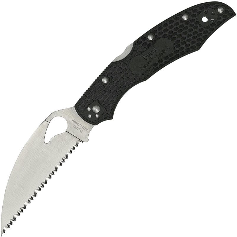 Byrd Knives Cara Cara 2 Lightweight Folding Knife Serrated Wharncliffe Blade Black Handle