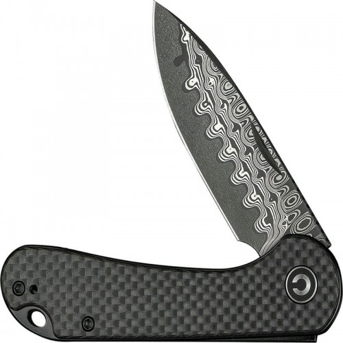 CIVIVI Knives Elementum UK EDC Folding Knife - 2.96" Damascus DP Blade Twill CF Handle