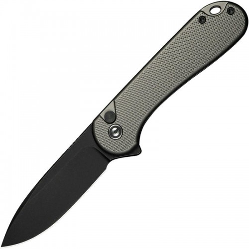 CIVIVI Elementum II Button Lock - 2.96" Nitro-V Black Stonewashed DP Blade Gray Aluminum Handle