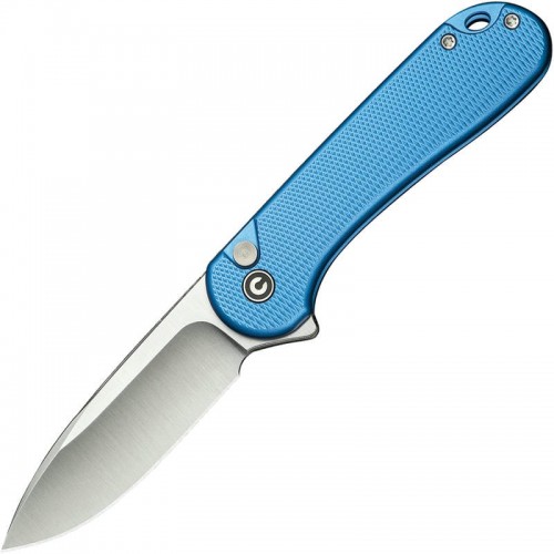 CIVIVI Elementum II Button Lock - 2.96" Nitro-V Satin DP Blade Blue Aluminum Handle