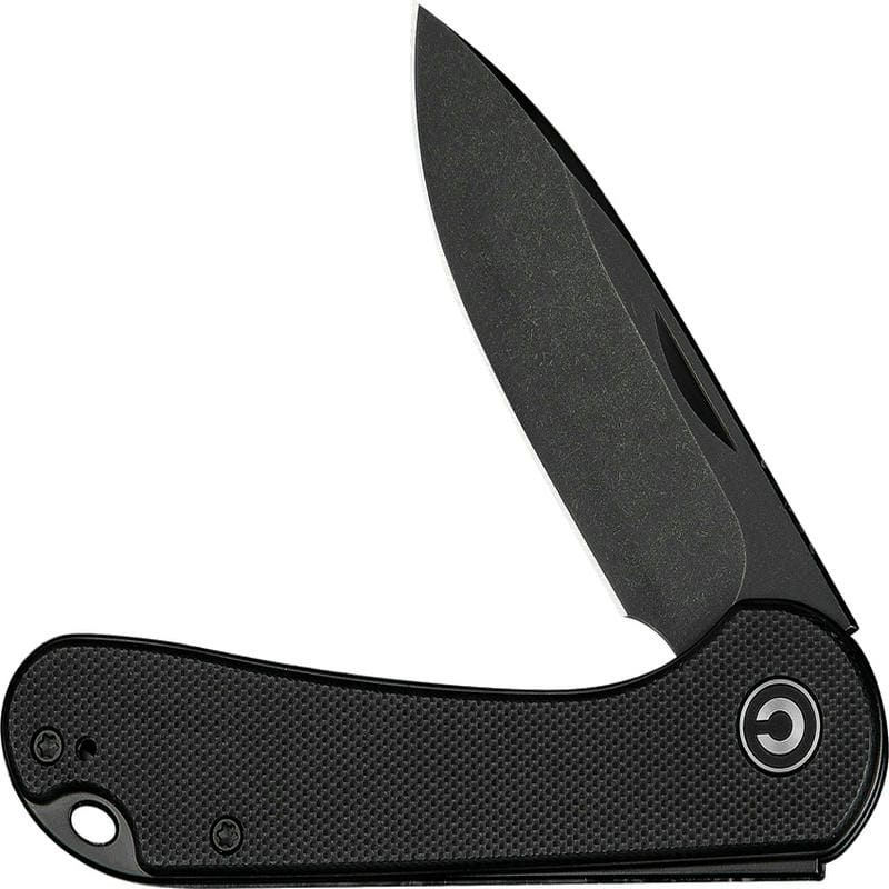CIVIVI Knives Elementum UK EDC Folding Knife - 2.96" 14C28N Black DP Blade Black G10 Handle