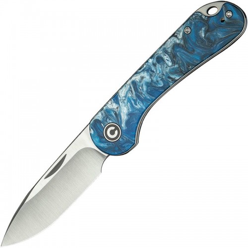 CIVIVI Knives Elementum UK EDC Folding Knife - 2.96" 14C28N Satin DP Blade Blue Ocean Resin Handle