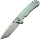 CIVIVI Brazen Button Lock Folding Knife - 3.46" 14C28N Stonewashed Tanto Blade Jade G10 Handle