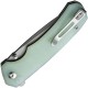 CIVIVI Brazen Button Lock Folding Knife - 3.46" 14C28N Stonewashed Tanto Blade Jade G10 Handle