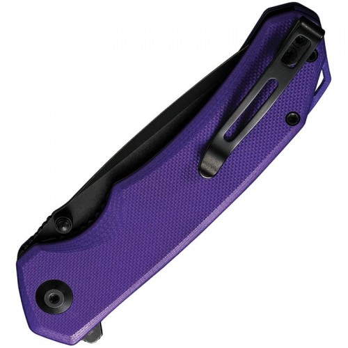 CIVIVI Brazen Liner Lock Folding Knife - 3.46" D2 Black Tanto Blade Purple G10 Handle