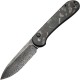 CIVIVI Elementum Button Lock Folding Knife - 3.47" Damascus Black Hand Rubbed Blade Marble Carbon Fiber Handle