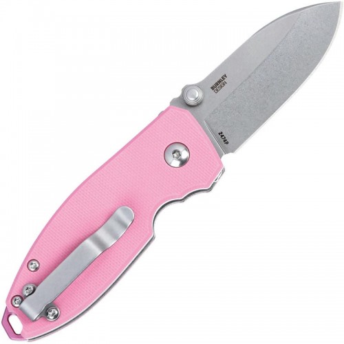 CRKT Squid Button Lock Folding Knife - 2.27" 14C28N Stonewash DP Blade Rose Quartz G10 Handle