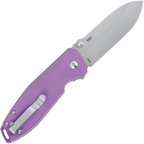 CRKT Squid XM Button Lock Folding Knife - 2.95" 14C28N Stonewash DP Blade Violet G10 Handle