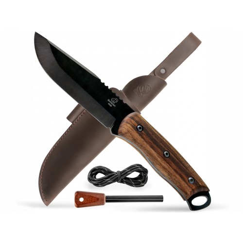 BeaverCraft BSH4_F Dusk with Firesteel - 4.92" Carbon Steel Blade Walnut Handle and Leather Sheath