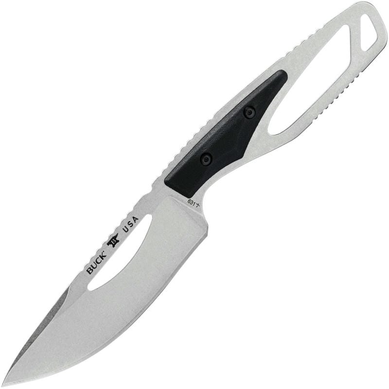 Buck PakLite Field Select Fixed Blade - 4" Skinner Blade Skeletonized Steel Handle Black Slabs