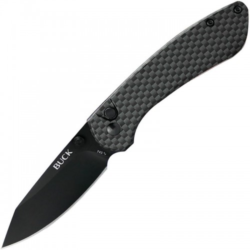 Buck 743 Mini Sovereign Folding Knife - 2.625" Black TiNi Modified CP Blade Carbon Fiber Handle
