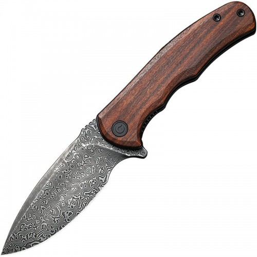 CIVIVI Mini Praxis Knife - 2.98" Damascus Blade Guibourtia Wood Handle