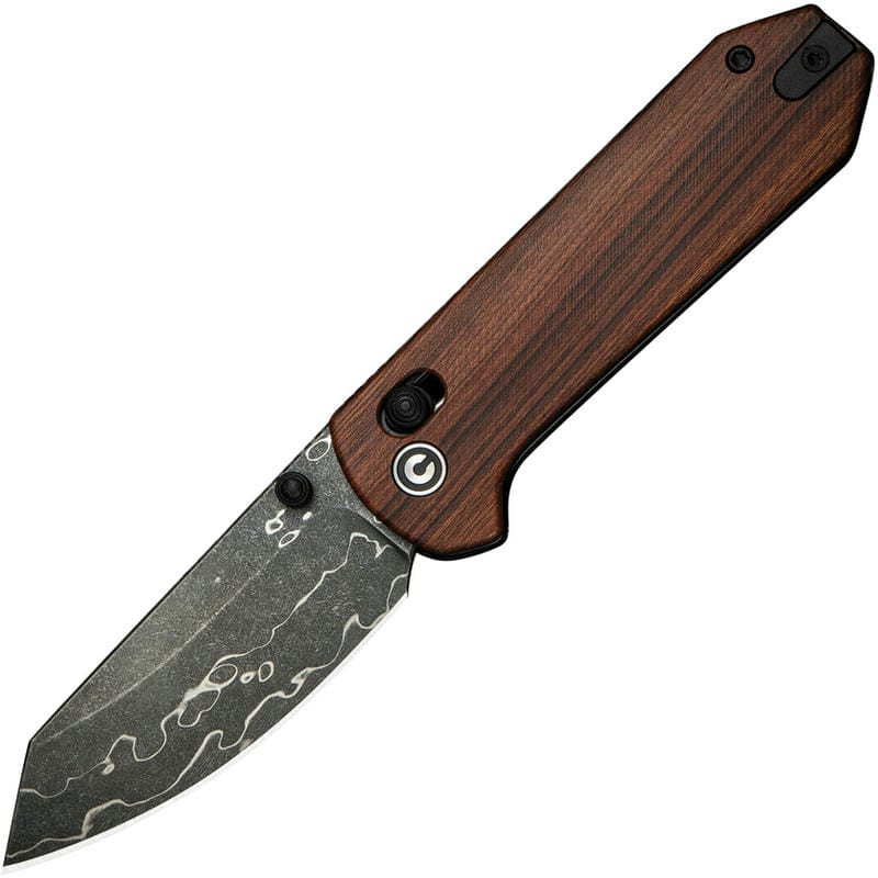 CIVIVI Yonder Folding Knife - 2.88" Damascus Blade Contoured Guibourtia Wood Handle