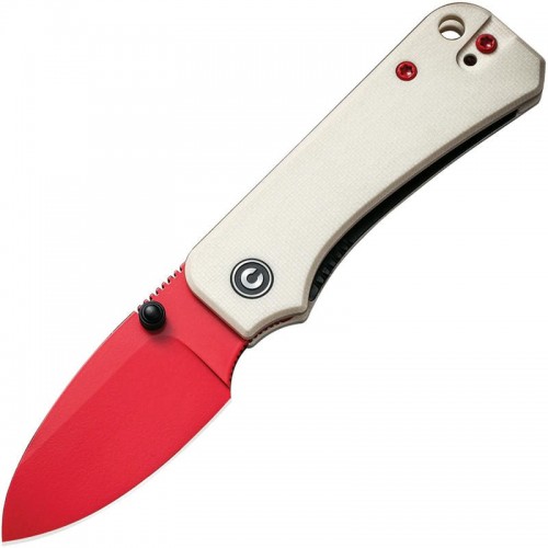 CIVIVI Baby Banter Folding Knife - 2.34" Red Nitro-V Blade Ivory G10 Handle