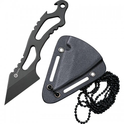 CIVIVI Kiri Fixed Blade Neck Knife C2001B - 1.8" Black Kiridashi Blade Skeletonized Handle