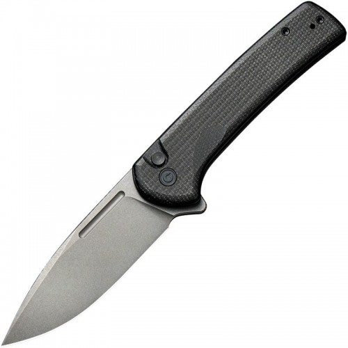 CIVIVI Conspirator Folding Knife - 3.48" Nitro-V Stonewashed Blade,Black Micarta Handle