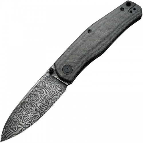 CIVIVI Sokoke Folding Knife - 3.35" Damascus Blade Black Linen Micarta Handle