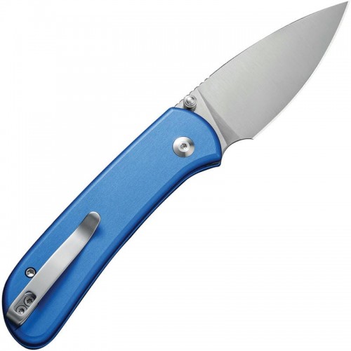 CIVIVI Qubit Knife - 2.98" 14C28N Stainless Steel Blade Blue Aluminum Handle