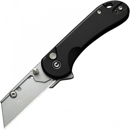 CIVIVI Elementum Utility Button Lock Knife - 2.26" 6Cr Replaceable Utility Blade, Black Aluminum Handle