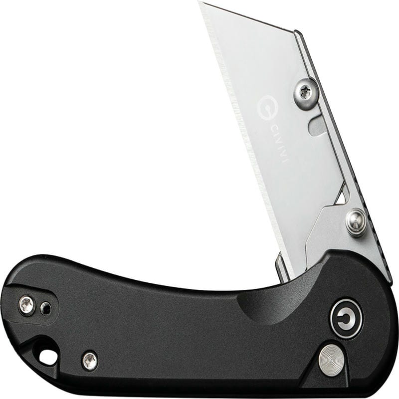 CIVIVI Elementum Utility Button Lock Knife - 2.26" 6Cr Replaceable Utility Blade, Black Aluminum Handle