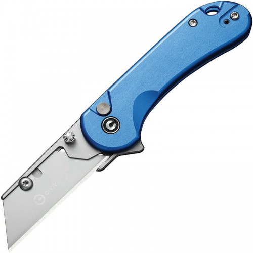 CIVIVI Elementum Utility Button Lock Knife - 2.26" 6Cr Replaceable Utility Blade, Blue Aluminum Handle