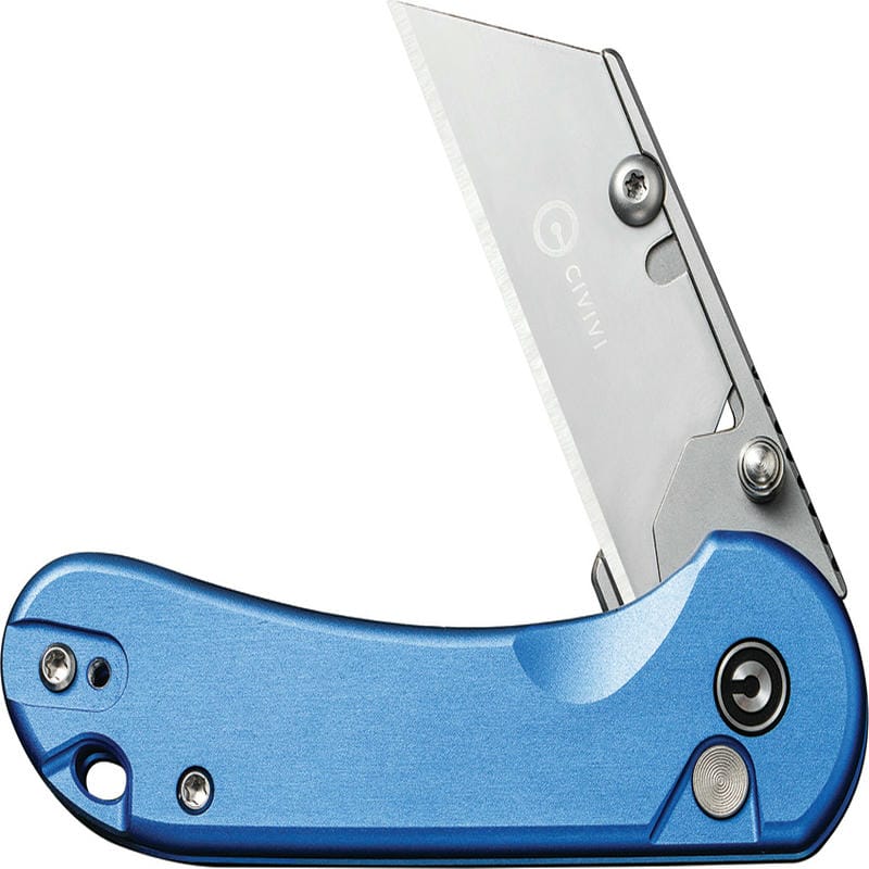 CIVIVI Elementum Utility Button Lock Knife - 2.26" 6Cr Replaceable Utility Blade, Blue Aluminum Handle