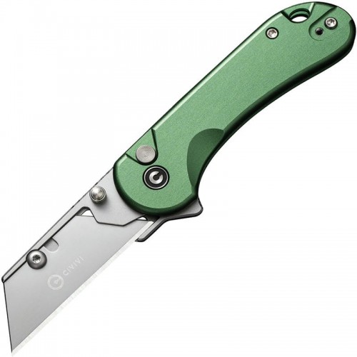 CIVIVI Elementum Utility Button Lock Knife - 2.26" 6Cr Replaceable Utility Blade, Green Aluminum Handle
