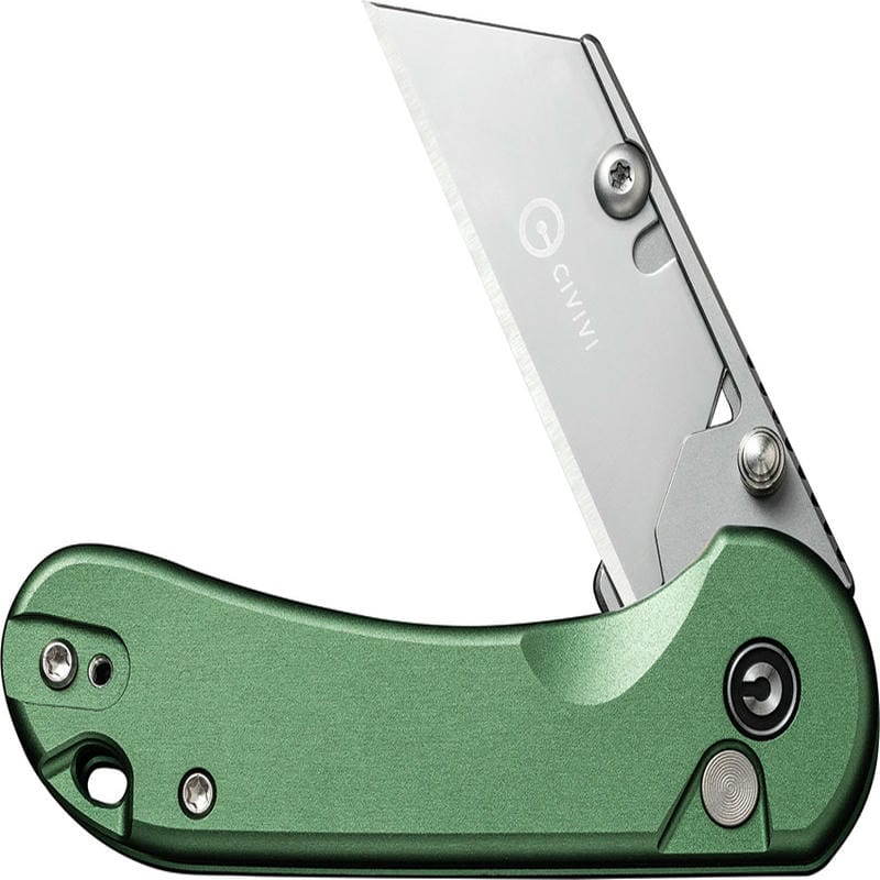CIVIVI Elementum Utility Button Lock Knife - 2.26" 6Cr Replaceable Utility Blade, Green Aluminum Handle