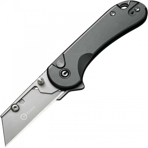 CIVIVI Elementum Utility Button Lock Knife - 2.26" 6Cr Replaceable Utility Blade, Grey Aluminum Handle